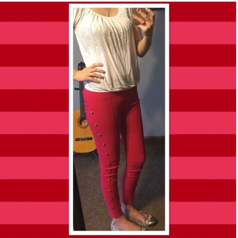April Spirit Hot Pink studded leggings pants xs/small - Picture 2 of 6